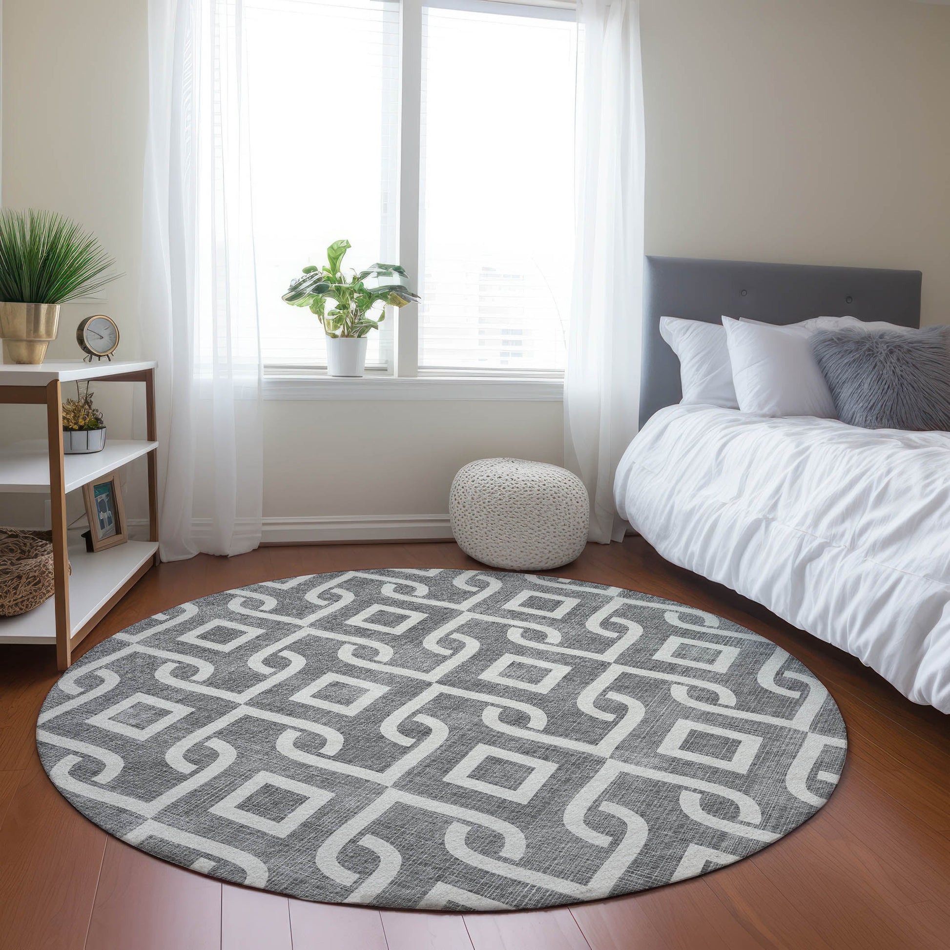 Addison Rugs Offset Stripes Grey Washable Indoor-Outdoor Rug