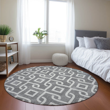 Addison Rugs Offset Stripes Grey Washable Indoor-Outdoor Rug