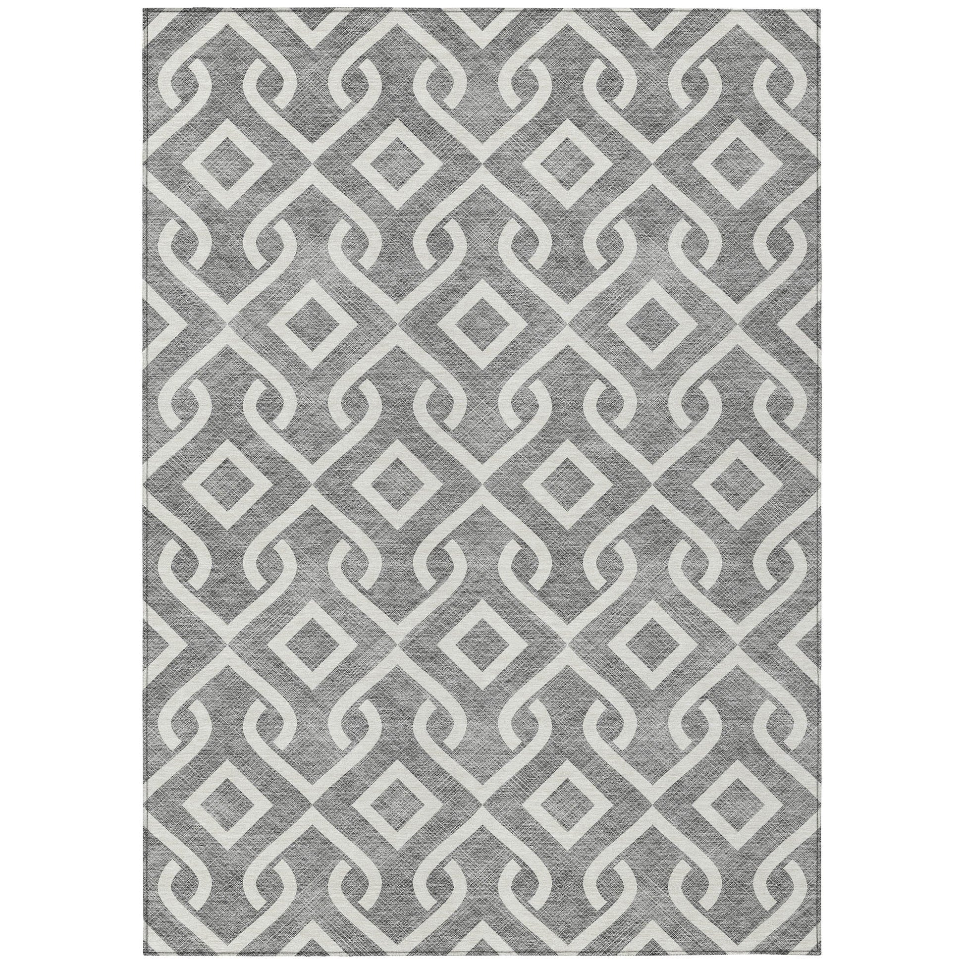 Addison Rugs Offset Stripes Grey Washable Indoor-Outdoor Rug