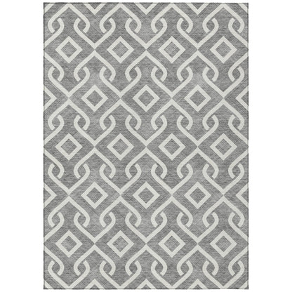 Addison Rugs Offset Stripes Grey Washable Indoor-Outdoor Rug
