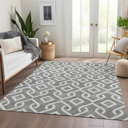 Addison Rugs Offset Stripes Grey Washable Indoor-Outdoor Rug