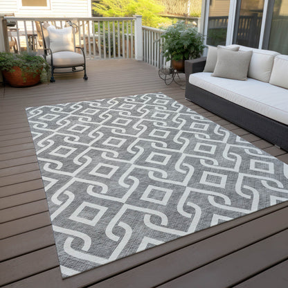 Addison Rugs Offset Stripes Grey Washable Indoor-Outdoor Rug