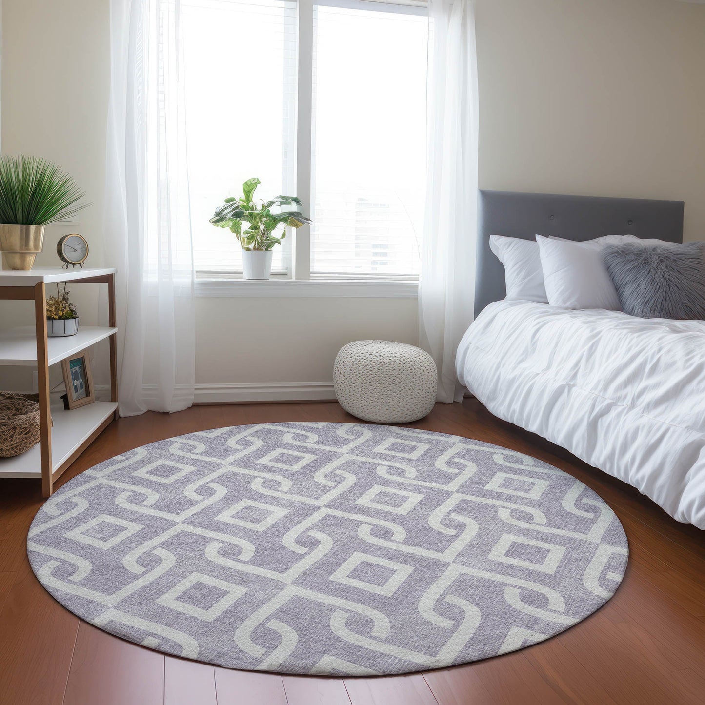 Addison Rugs Offset Stripes Lavender Washable Indoor-Outdoor Rug