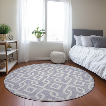 Addison Rugs Offset Stripes Lavender Washable Indoor-Outdoor Rug
