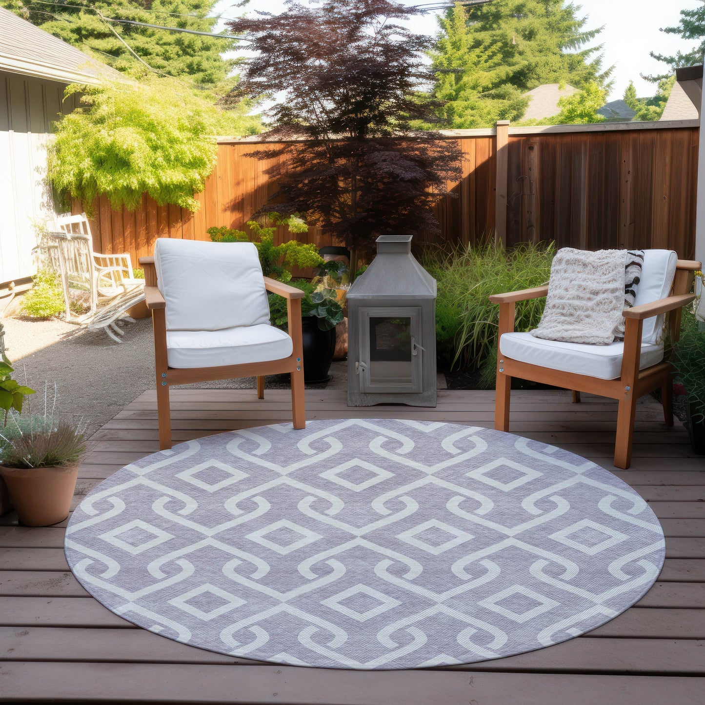 Addison Rugs Offset Stripes Lavender Washable Indoor-Outdoor Rug