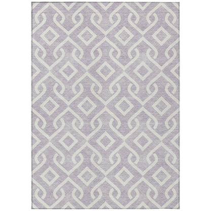 Addison Rugs Offset Stripes Lavender Washable Indoor-Outdoor Rug