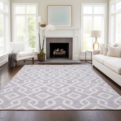 Addison Rugs Offset Stripes Lavender Washable Indoor-Outdoor Rug