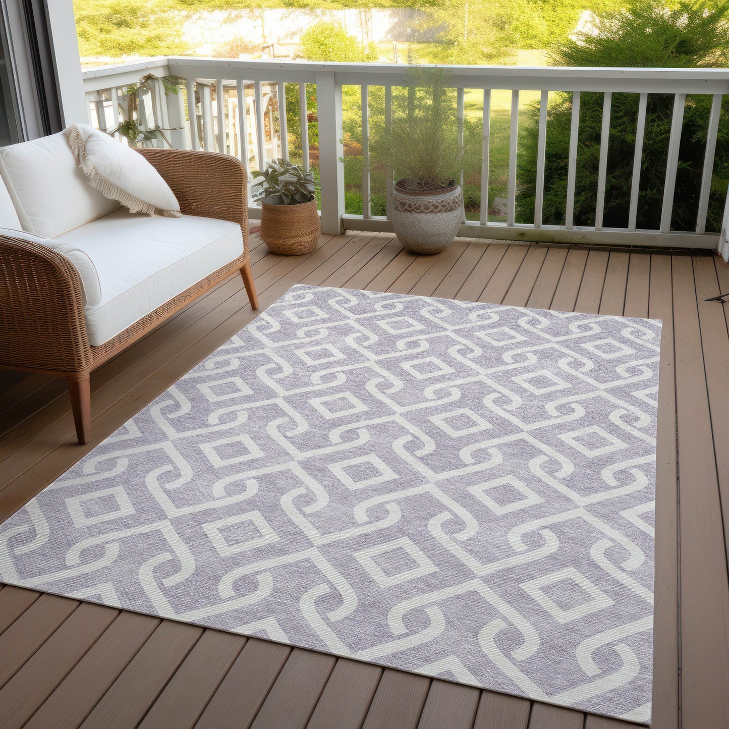 Addison Rugs Offset Stripes Lavender Washable Indoor-Outdoor Rug