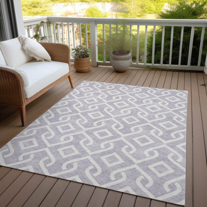Addison Rugs Offset Stripes Lavender Washable Indoor-Outdoor Rug