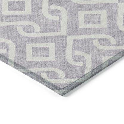 Addison Rugs Offset Stripes Lavender Washable Indoor-Outdoor Rug