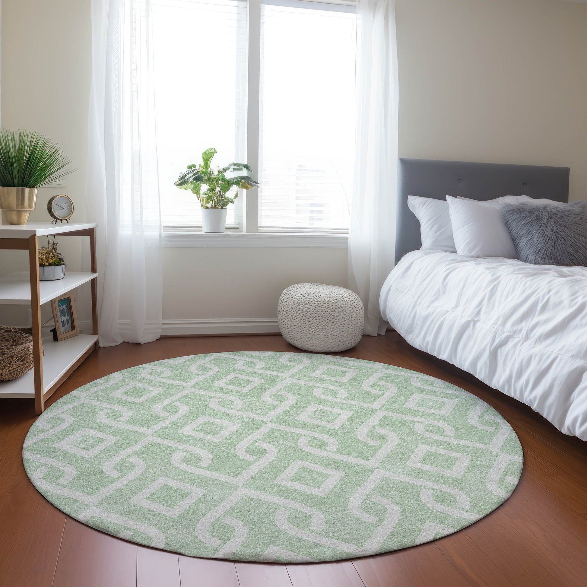 Addison Rugs Offset Stripes Mint Washable Indoor-Outdoor Rug