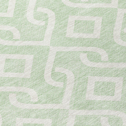Addison Rugs Offset Stripes Mint Washable Indoor-Outdoor Rug
