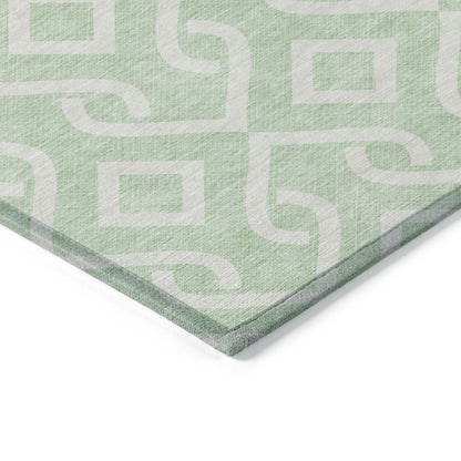 Addison Rugs Offset Stripes Mint Washable Indoor-Outdoor Rug
