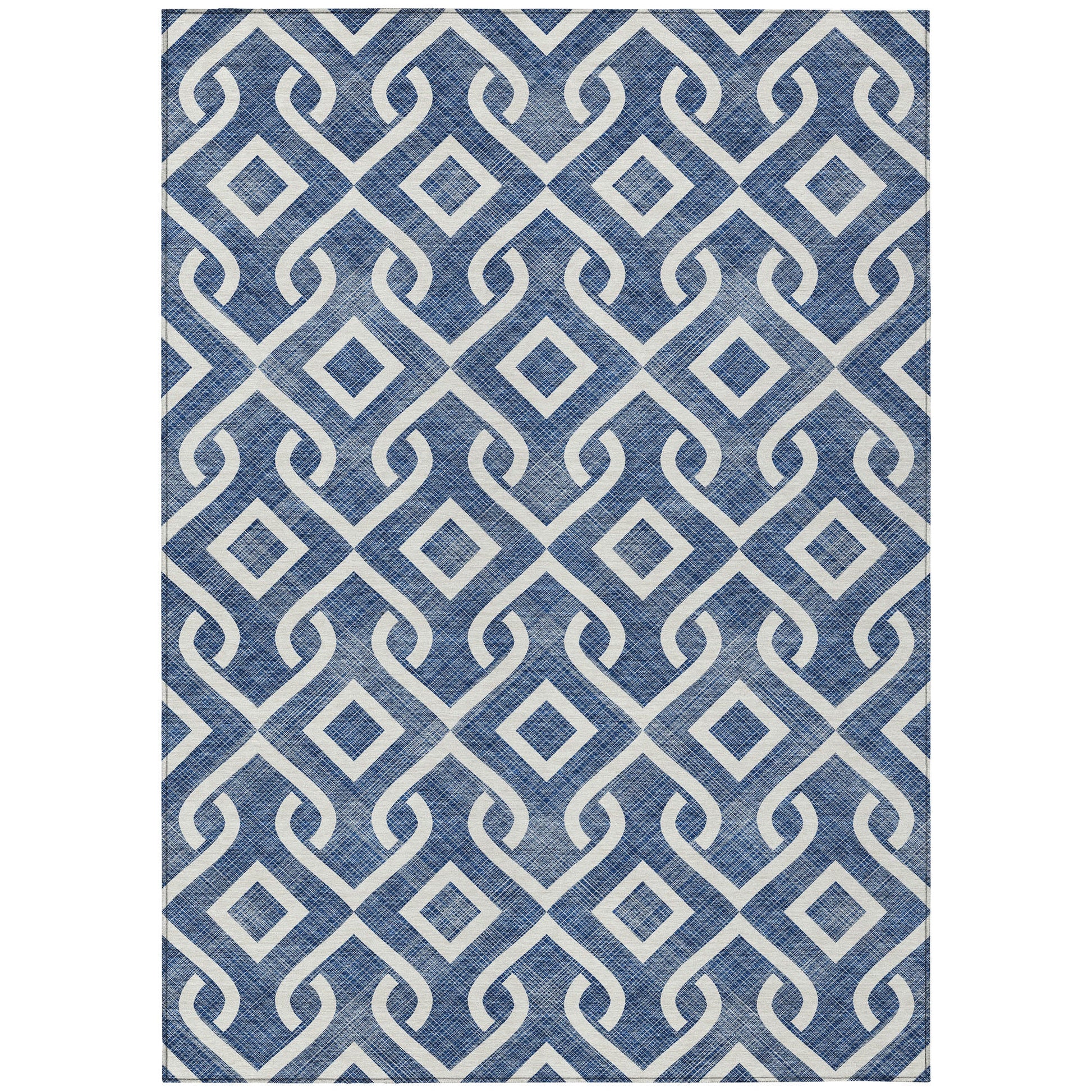 Addison Rugs Offset Stripes Navy Washable Indoor-Outdoor Rug