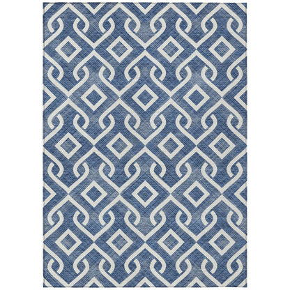 Addison Rugs Offset Stripes Navy Washable Indoor-Outdoor Rug