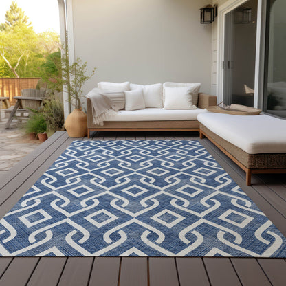 Addison Rugs Offset Stripes Navy Washable Indoor-Outdoor Rug
