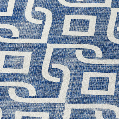 Addison Rugs Offset Stripes Navy Washable Indoor-Outdoor Rug