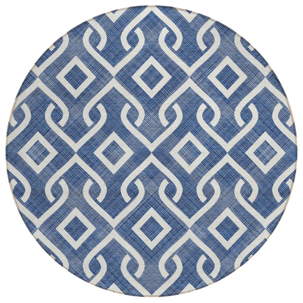 Addison Rugs Offset Stripes Navy Washable Indoor-Outdoor Rug