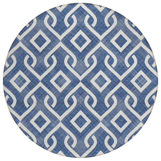 Addison Rugs Offset Stripes Navy Washable Indoor-Outdoor Rug