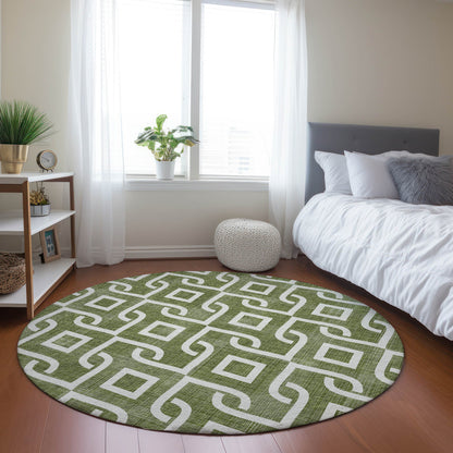 Addison Rugs Offset Stripes Olive Washable Indoor-Outdoor Rug