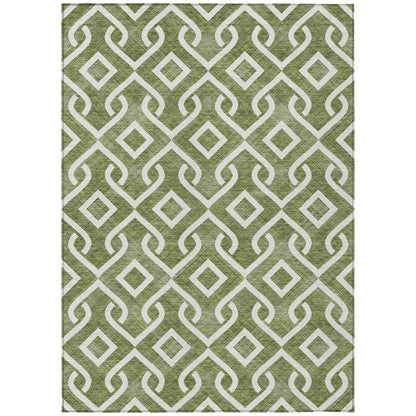Addison Rugs Offset Stripes Olive Washable Indoor-Outdoor Rug