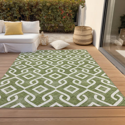 Addison Rugs Offset Stripes Olive Washable Indoor-Outdoor Rug