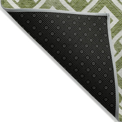 Addison Rugs Offset Stripes Olive Washable Indoor-Outdoor Rug