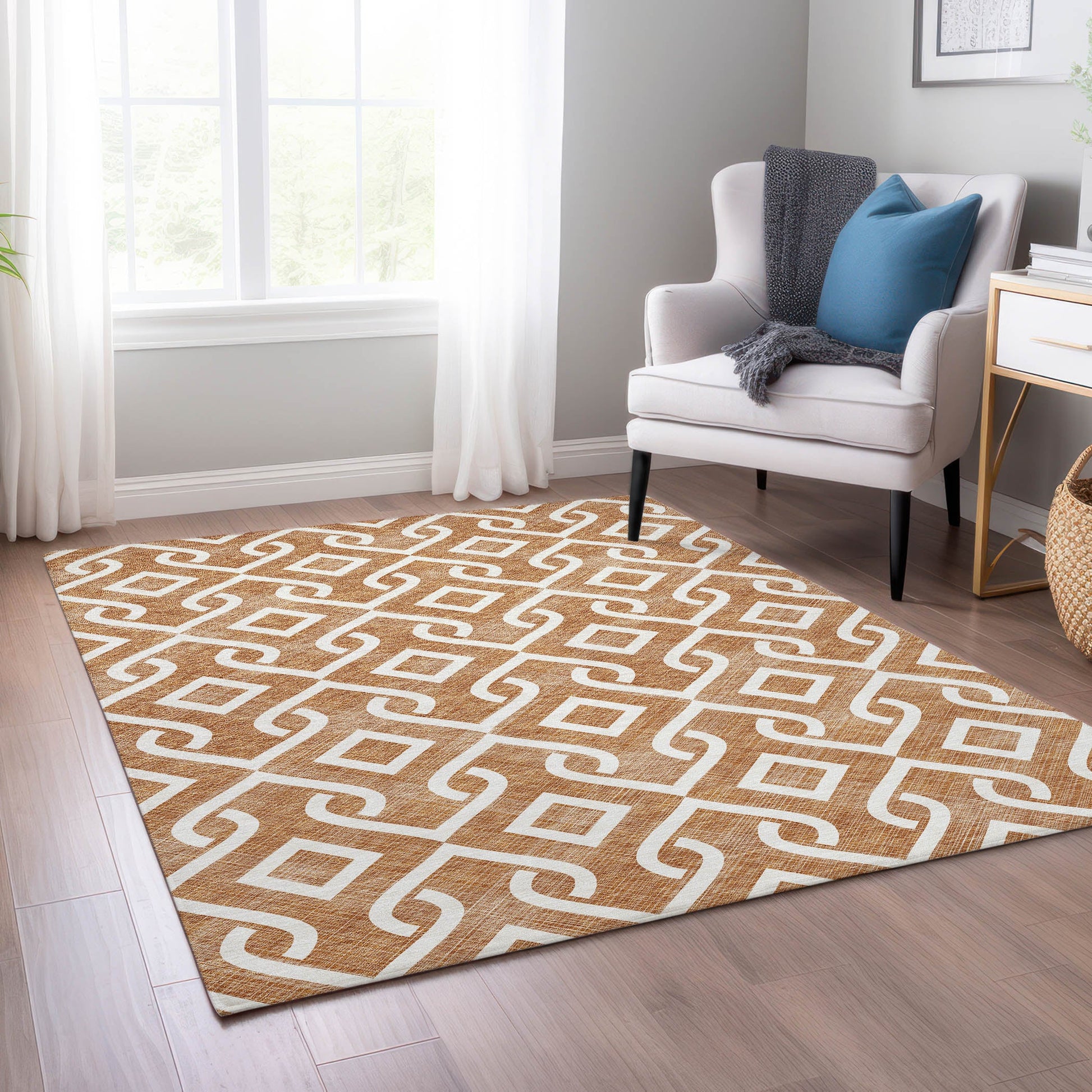 Addison Rugs Offset Stripes Paprika Washable Indoor-Outdoor Rug