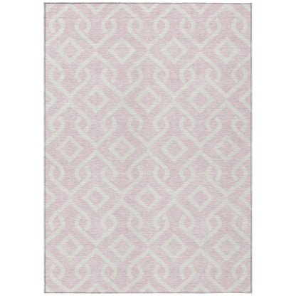 Addison Rugs Offset Stripes Pink Washable Indoor-Outdoor Rug