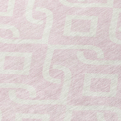 Addison Rugs Offset Stripes Pink Washable Indoor-Outdoor Rug