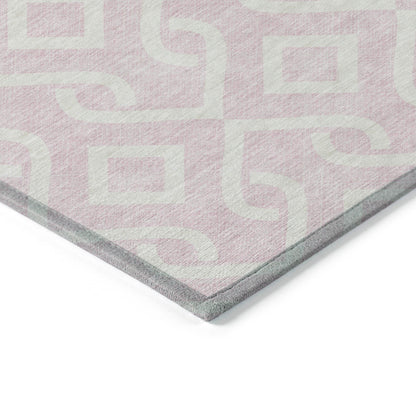 Addison Rugs Offset Stripes Pink Washable Indoor-Outdoor Rug