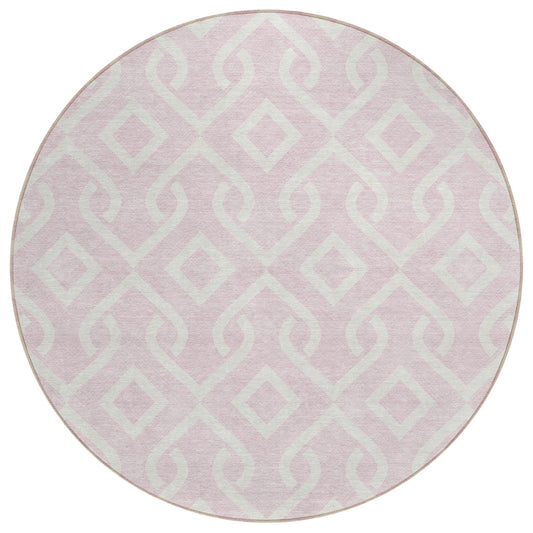 Addison Rugs Offset Stripes Pink Washable Indoor-Outdoor Rug