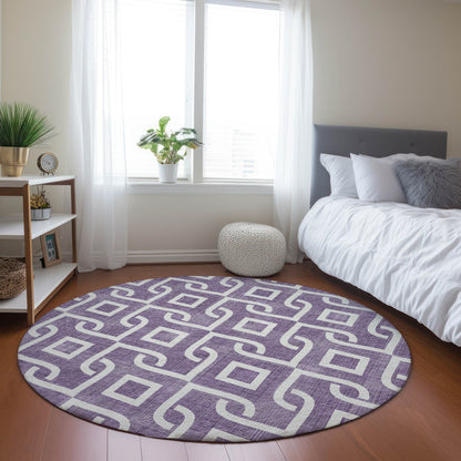 Addison Rugs Offset Stripes Purple Washable Indoor-Outdoor Rug