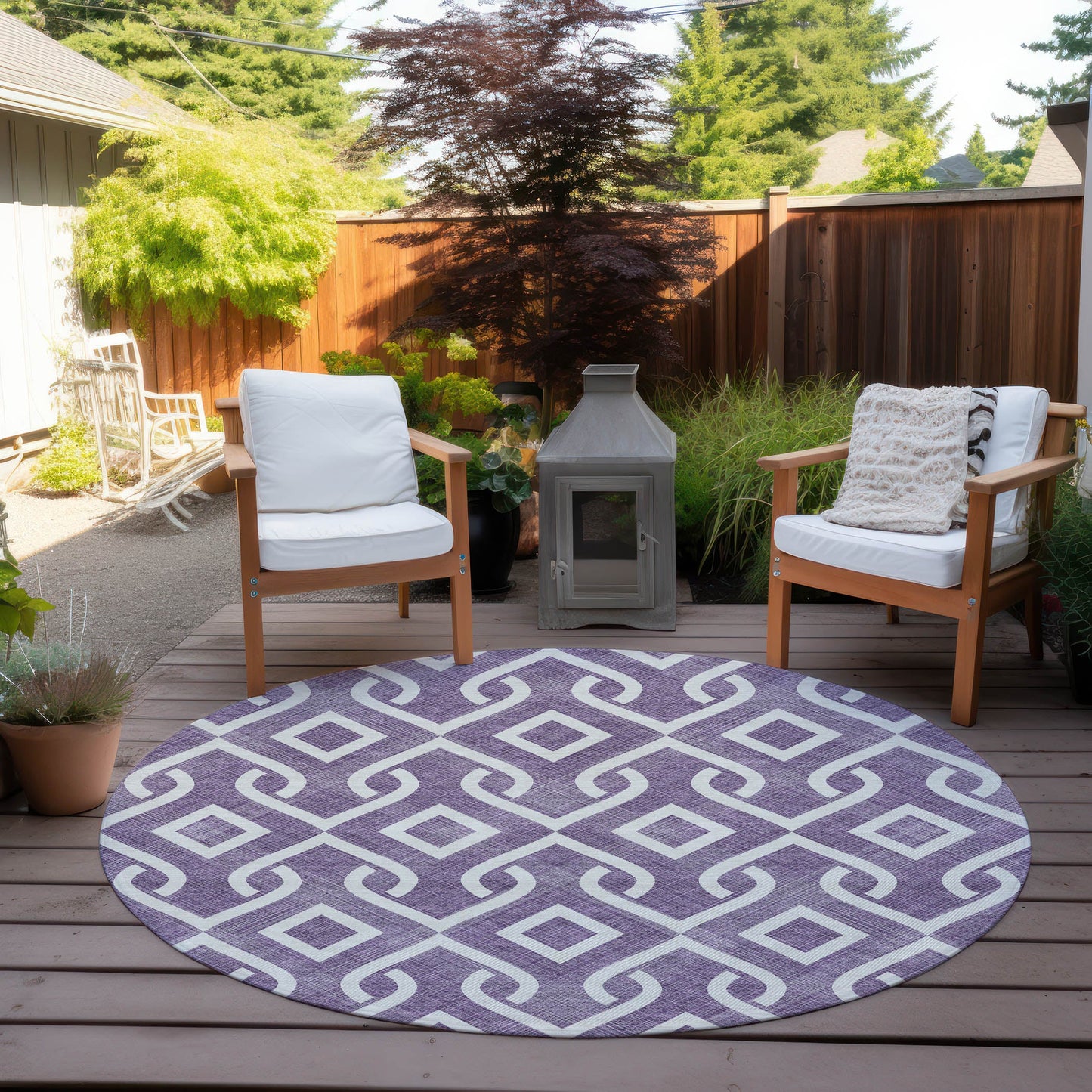 Addison Rugs Offset Stripes Purple Washable Indoor-Outdoor Rug