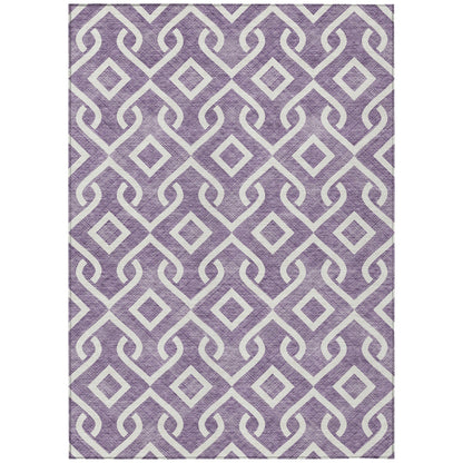 Addison Rugs Offset Stripes Purple Washable Indoor-Outdoor Rug