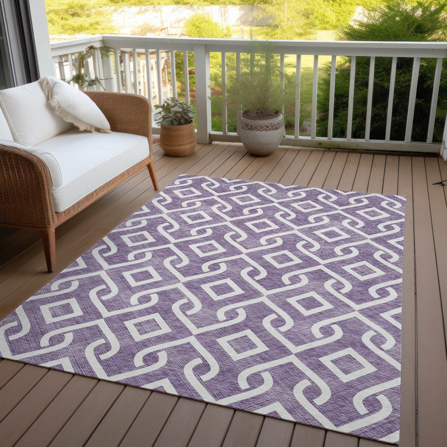 Addison Rugs Offset Stripes Purple Washable Indoor-Outdoor Rug