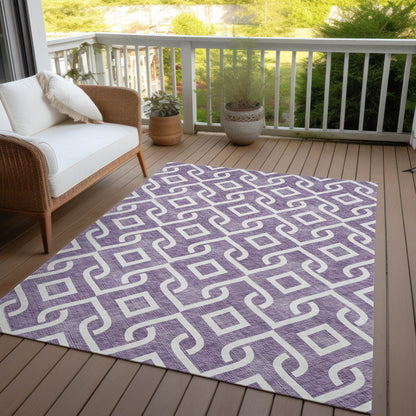 Addison Rugs Offset Stripes Purple Washable Indoor-Outdoor Rug