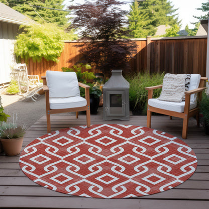 Addison Rugs Offset Stripes Red Washable Indoor-Outdoor Rug
