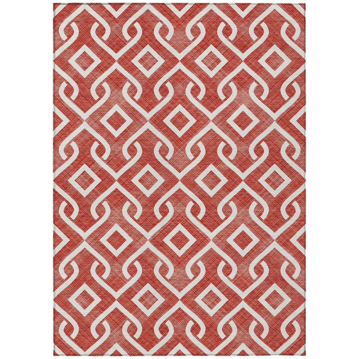 Addison Rugs Offset Stripes Red Washable Indoor-Outdoor Rug