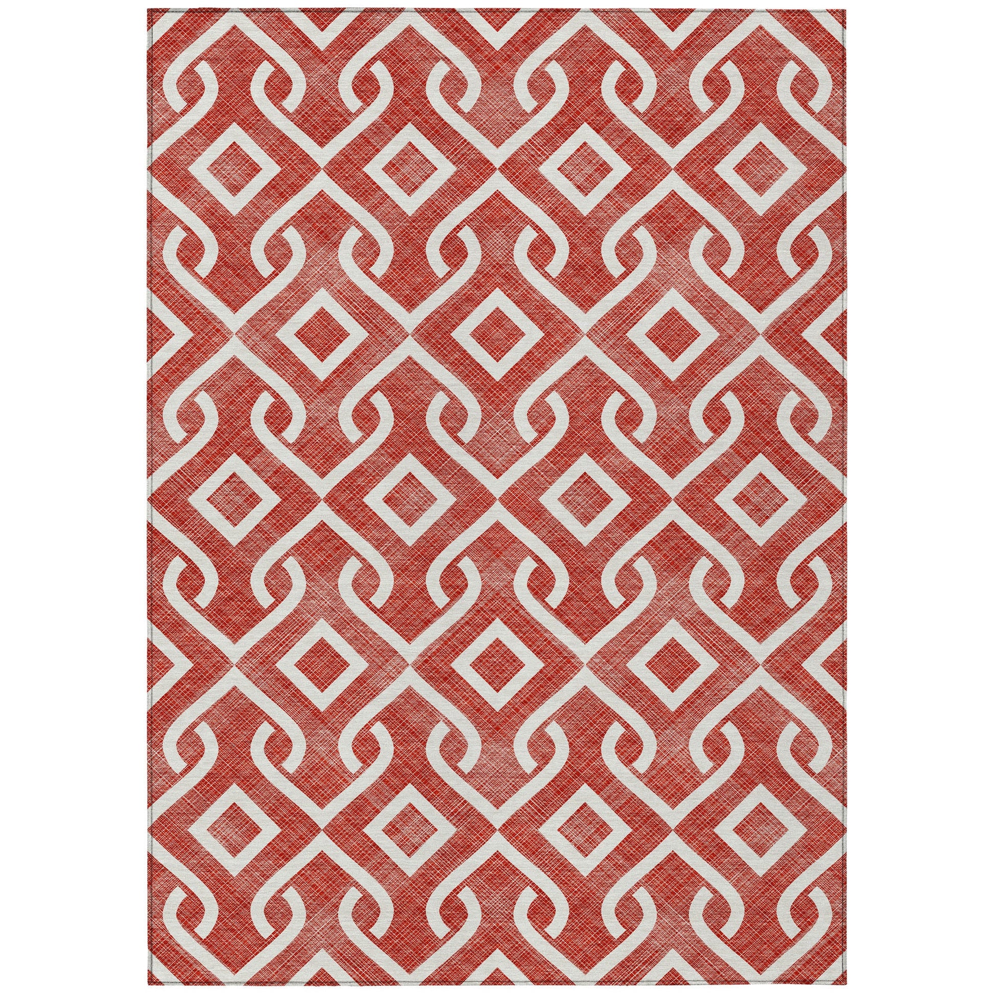 Addison Rugs Offset Stripes Red Washable Indoor-Outdoor Rug