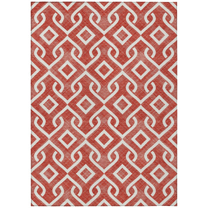 Addison Rugs Offset Stripes Red Washable Indoor-Outdoor Rug