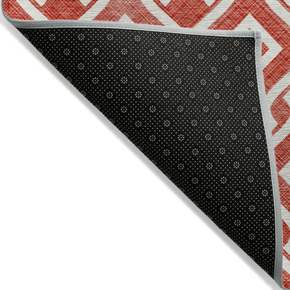 Addison Rugs Offset Stripes Red Washable Indoor-Outdoor Rug