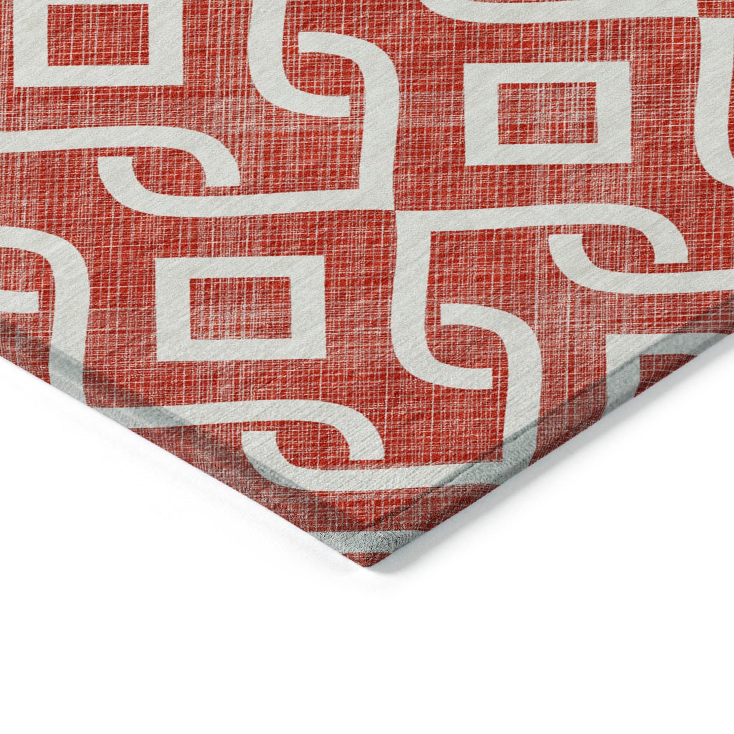 Addison Rugs Offset Stripes Red Washable Indoor-Outdoor Rug