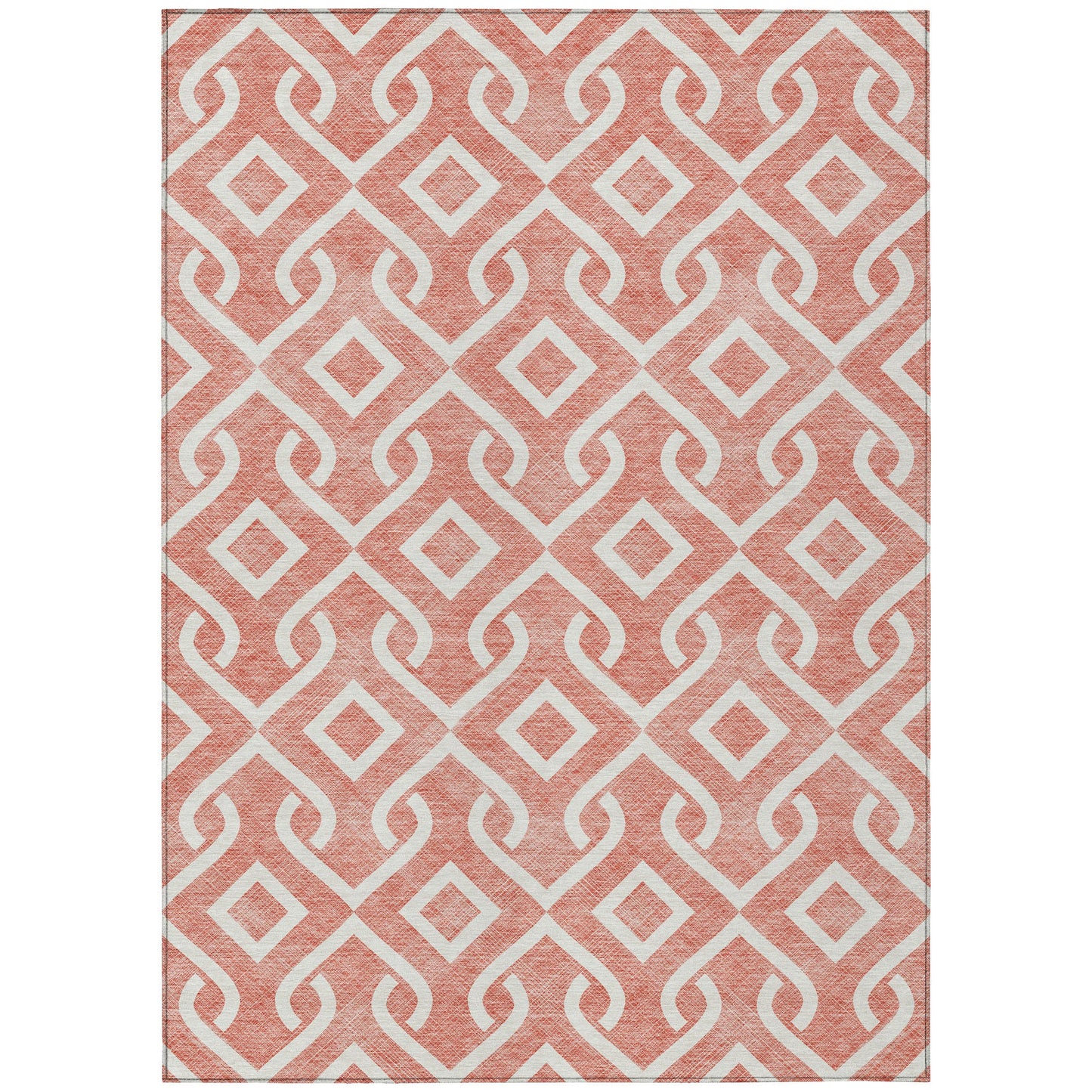 Addison Rugs Offset Stripes Salmon Washable Indoor-Outdoor Rug