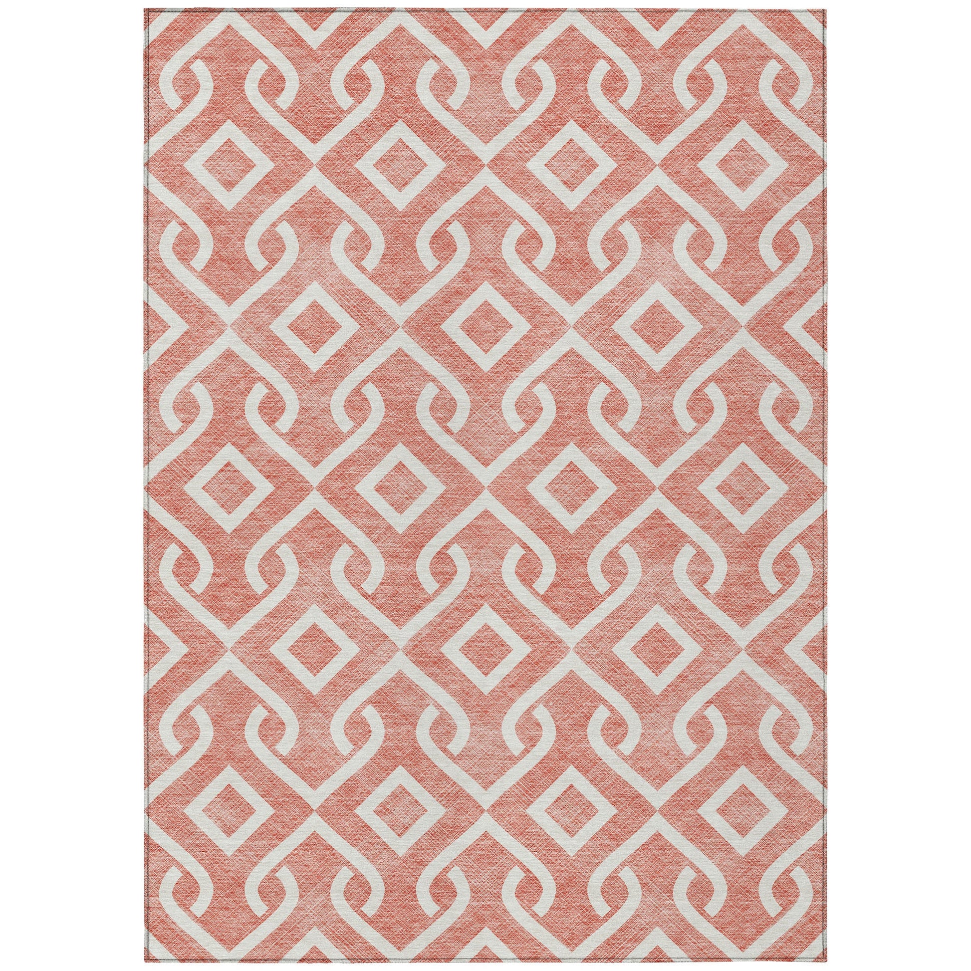 Addison Rugs Offset Stripes Salmon Washable Indoor-Outdoor Rug