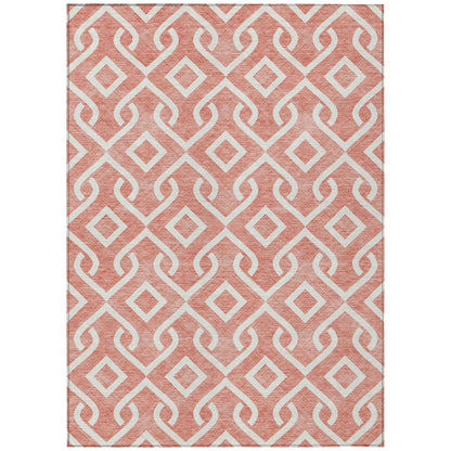 Addison Rugs Offset Stripes Salmon Washable Indoor-Outdoor Rug