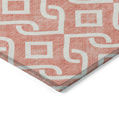 Addison Rugs Offset Stripes Salmon Washable Indoor-Outdoor Rug