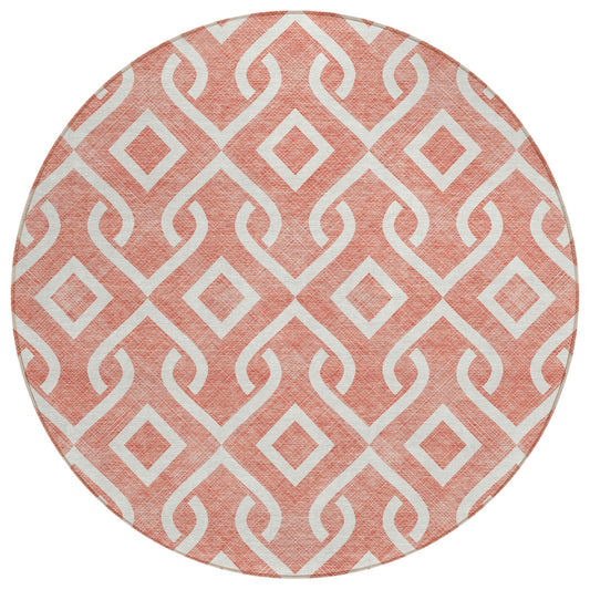 Addison Rugs Offset Stripes Salmon Washable Indoor-Outdoor Rug