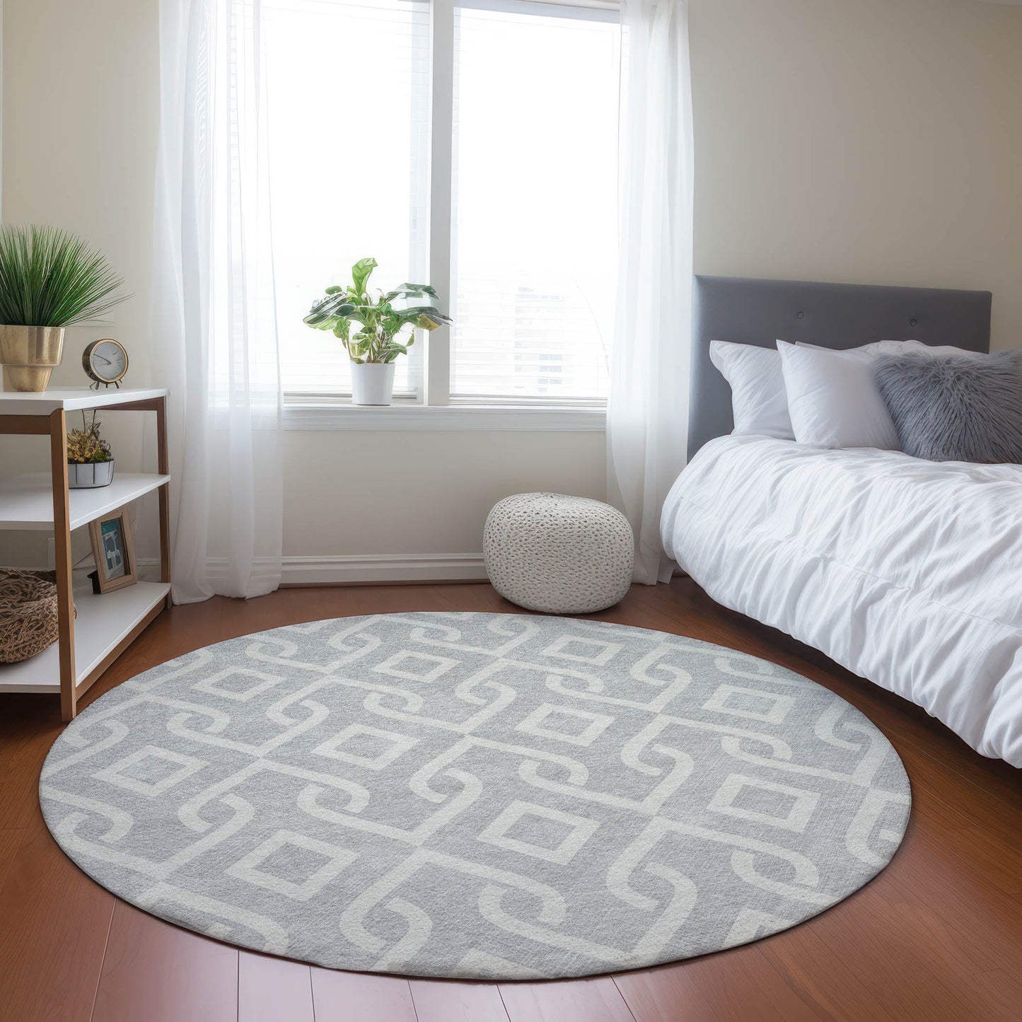 Addison Rugs Offset Stripes Silver Washable Indoor-Outdoor Rug