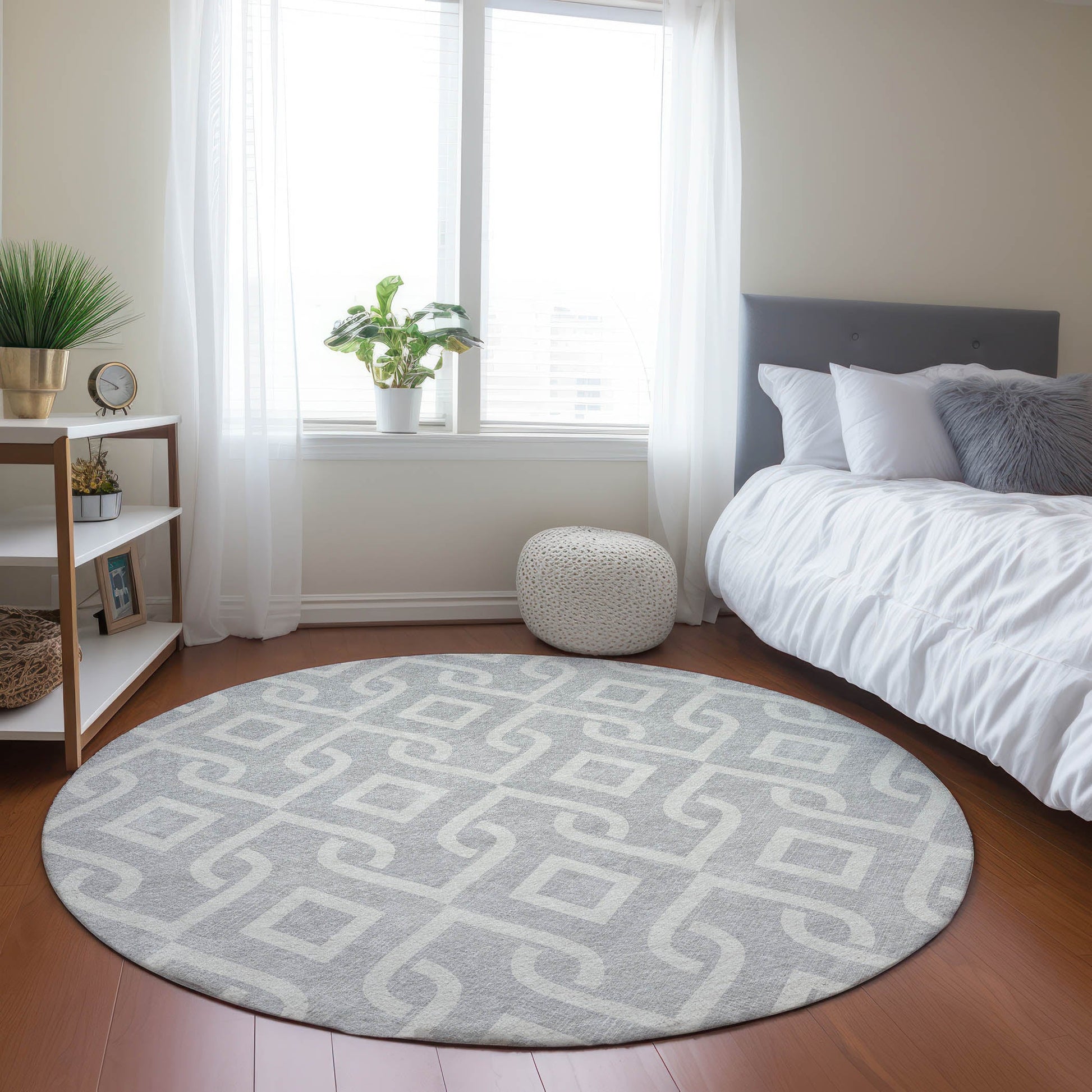 Addison Rugs Offset Stripes Silver Washable Indoor-Outdoor Rug